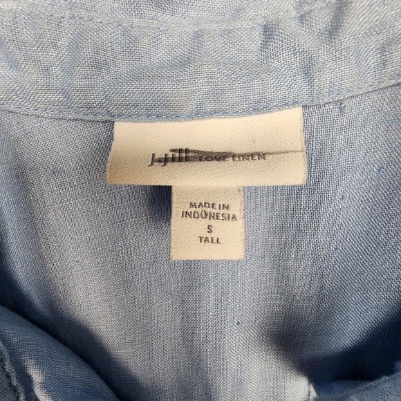 J. Jill Love Linen Light Blue Button Front Sleeveless Top Size Small Tall - Picture 5 of 10